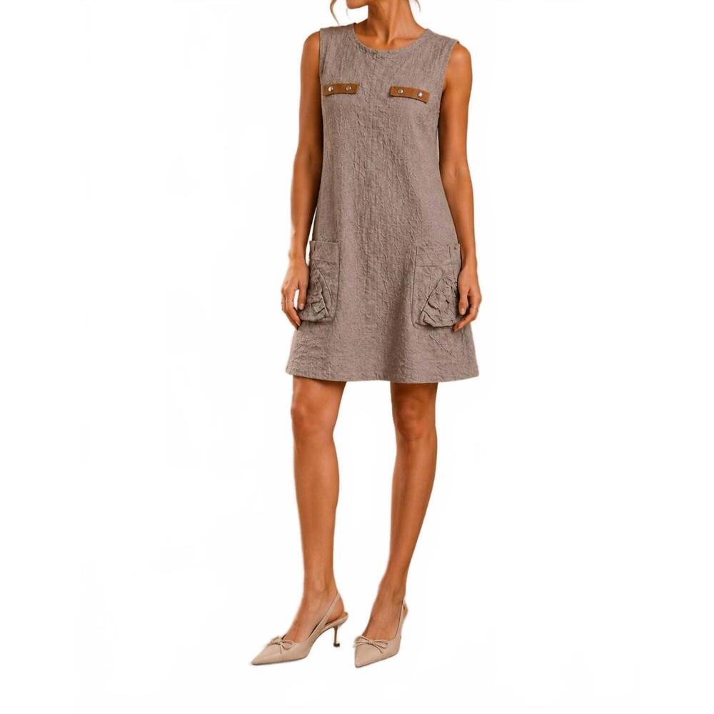 NEW PIER ANTONIO GASPARI minimalist sleeveless mini dress in brown